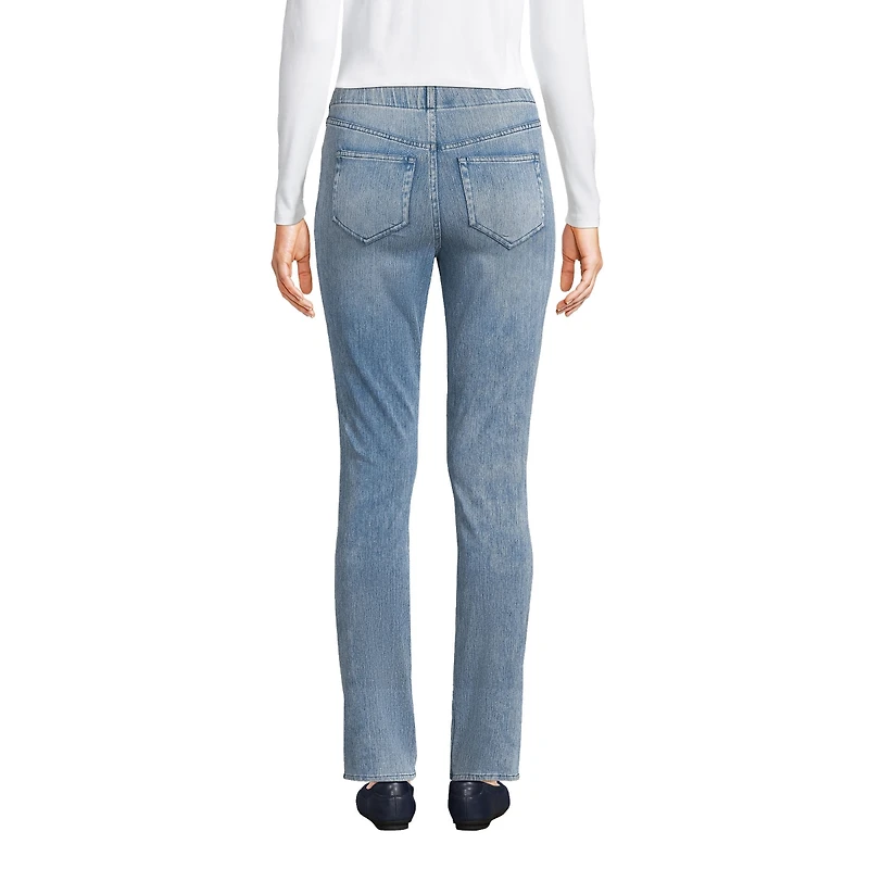 Lands' End Petite Starfish Mid Rise Knit Denim Straight Jeans