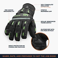 RefrigiWear Men's Insulated Extreme Freezer Gloves with Grip Palm & Impact Protection