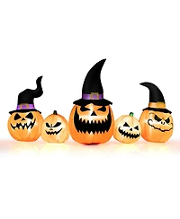 Costway 8 Ft Tall Inflatable Pumpkin Family Waterproof Halloween Yard Decoration w/Led Lights