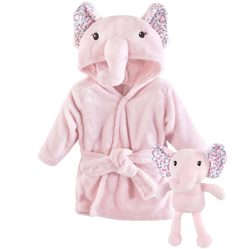 Little Treasure Baby Girls Treasure Soft After-Bath Wrap & Toy Companion Set