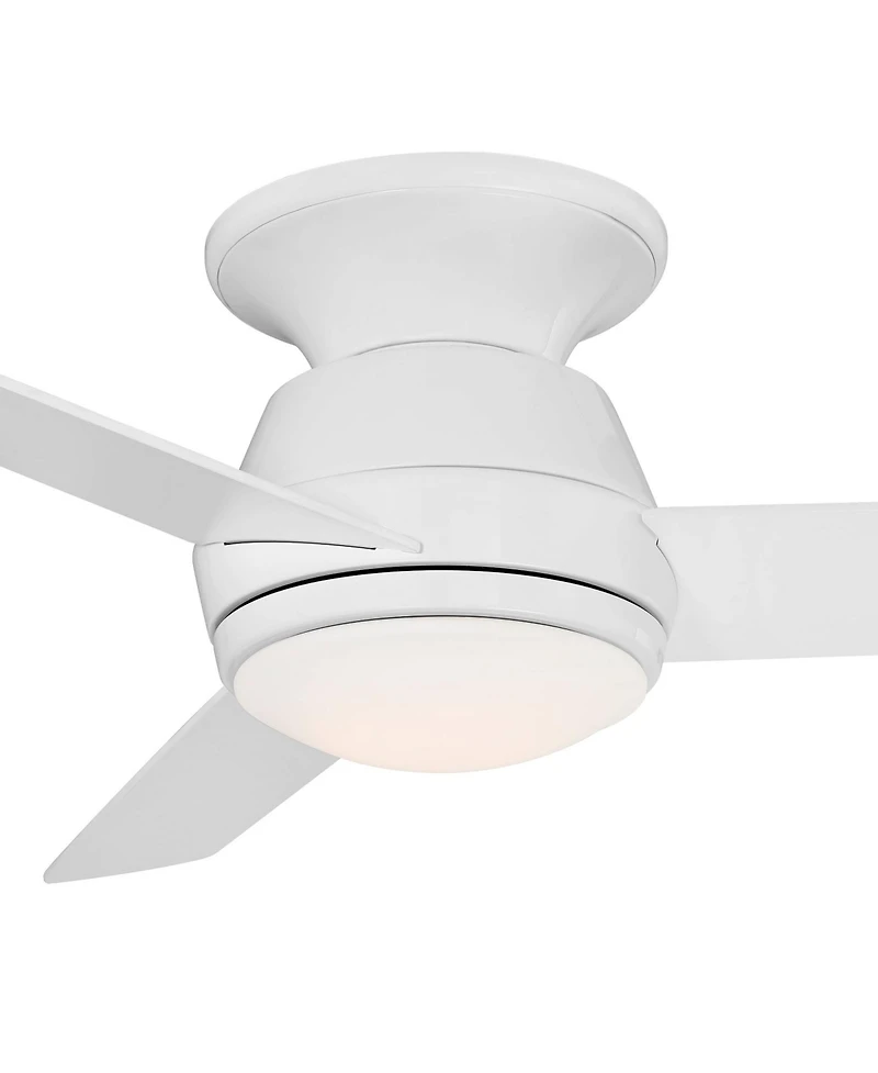 44" Casa Vieja Marbella Breeze Modern Indoor Hugger Ceiling Fan with Dimmable Led Light Remote Control Opal Glass for Living Room Kitchen Bedroom