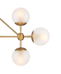Gable Soft Gold Hanging Chandelier Lighting 40.50" Wide Mid Century Modern Sputnik Frosted Glass Globe Shade 10-Light Fixture for Dining Room Hou