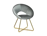 Modern Accent Velvet Dining Arm Chair with Golden Metal Legs and Soft Cushion
