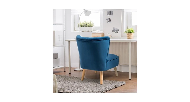 Modern Armless Velvet Accent Chair with Wood Legs