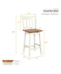 24.5 Inches Set of 2 Swivel Bar Stools with 360° Swiveling