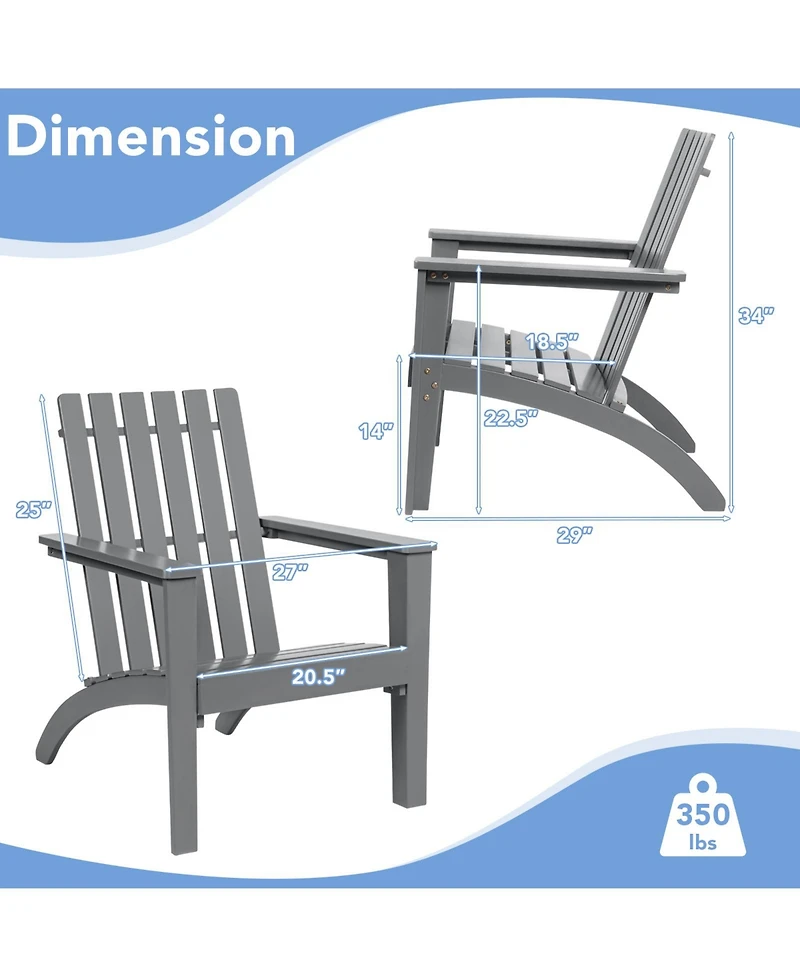 Outdoor Durable Patio Acacia Wood Adirondack Lounge Armchair