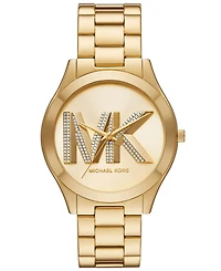 Michael Kors Women's Slim Runway Three-Hand Gold-Tone Stainless Steel Watch 42mm