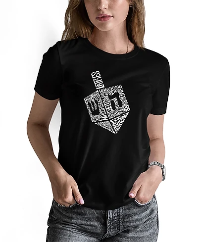 La Pop Art Women's Hanukkah Dreidel Word Short Sleeve T-shirt