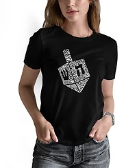 La Pop Art Women's Hanukkah Dreidel Word Short Sleeve T-shirt
