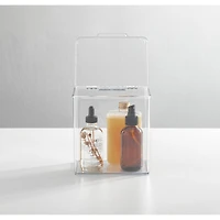 mDesign Plastic Bathroom Stacking Organizer Box with Hinged Lid, 8 Pack, Clear