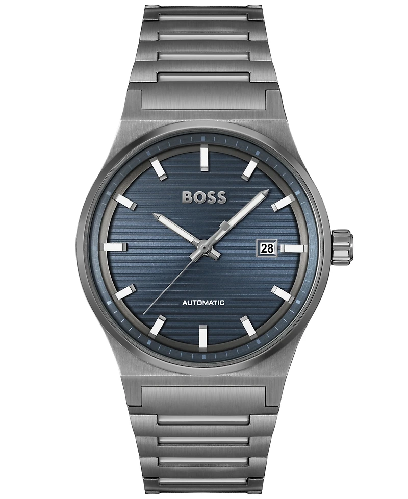 Hugo Boss Men's Candor Auto Automatic Ionic Plated Gray Steel Watch 41mm