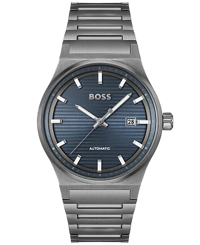 Hugo Boss Men's Candor Auto Automatic Ionic Plated Gray Steel Watch 41mm