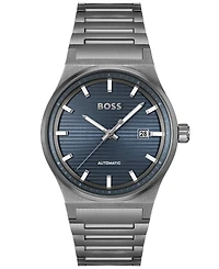 Hugo Boss Men's Candor Auto Automatic Ionic Plated Gray Steel Watch 41mm