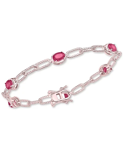 Emerald Rope Link Bracelet (3 ct. t.w.) Gold-Plated Sterling Silver (Also Ruby & Sapphire)