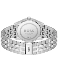 Hugo Boss Men's Principle Quartz Basic Calendar Silver-Tone Stainless Steel Watch 41mm