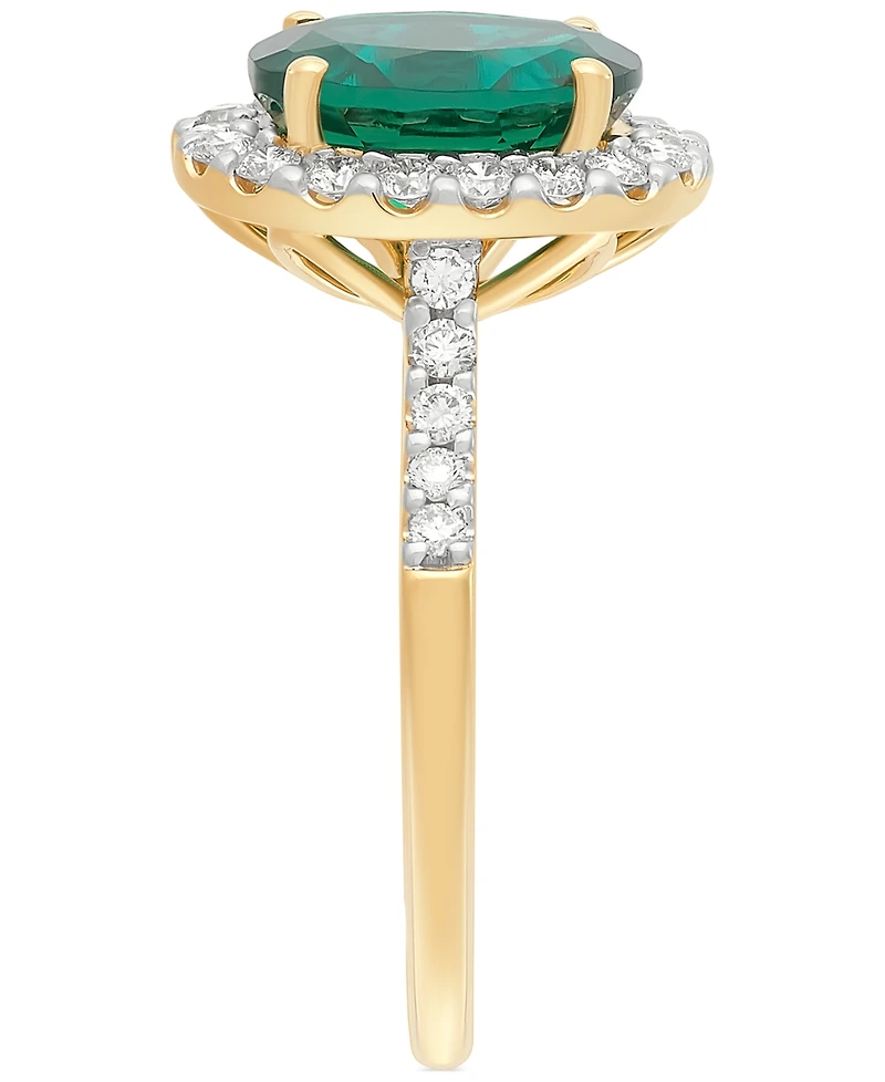 Grown With Love Lab Grown Emerald (2-5/8 ct. t.w.) & Lab Grown Diamond (1/2 ct. t.w.) Oval Halo Ring in 14k Gold