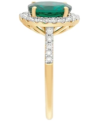 Grown With Love Lab Grown Emerald (2-5/8 ct. t.w.) & Lab Grown Diamond (1/2 ct. t.w.) Oval Halo Ring in 14k Gold
