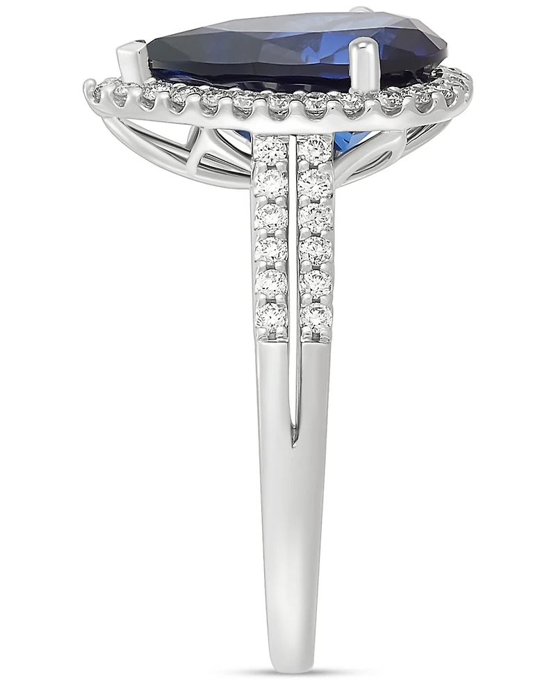 Grown With Love Lab Emerald (2-1/2 ct. t.w.) & Diamond (3/8 Pear Halo Ring 14k Gold (Also Sapphire)