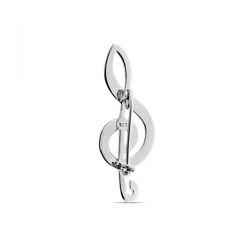 Bling Jewelry Large Classic Musical Treble G Clef Note Brooch Pin Musician Teacher Student Sterling Silver