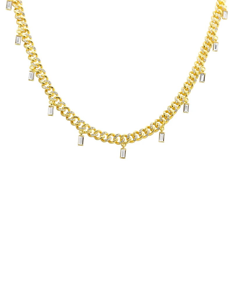 Adornia Gold-Tone Curb Chain Baguette Dangle Choker Necklace, 12-1/2" + 4" extender