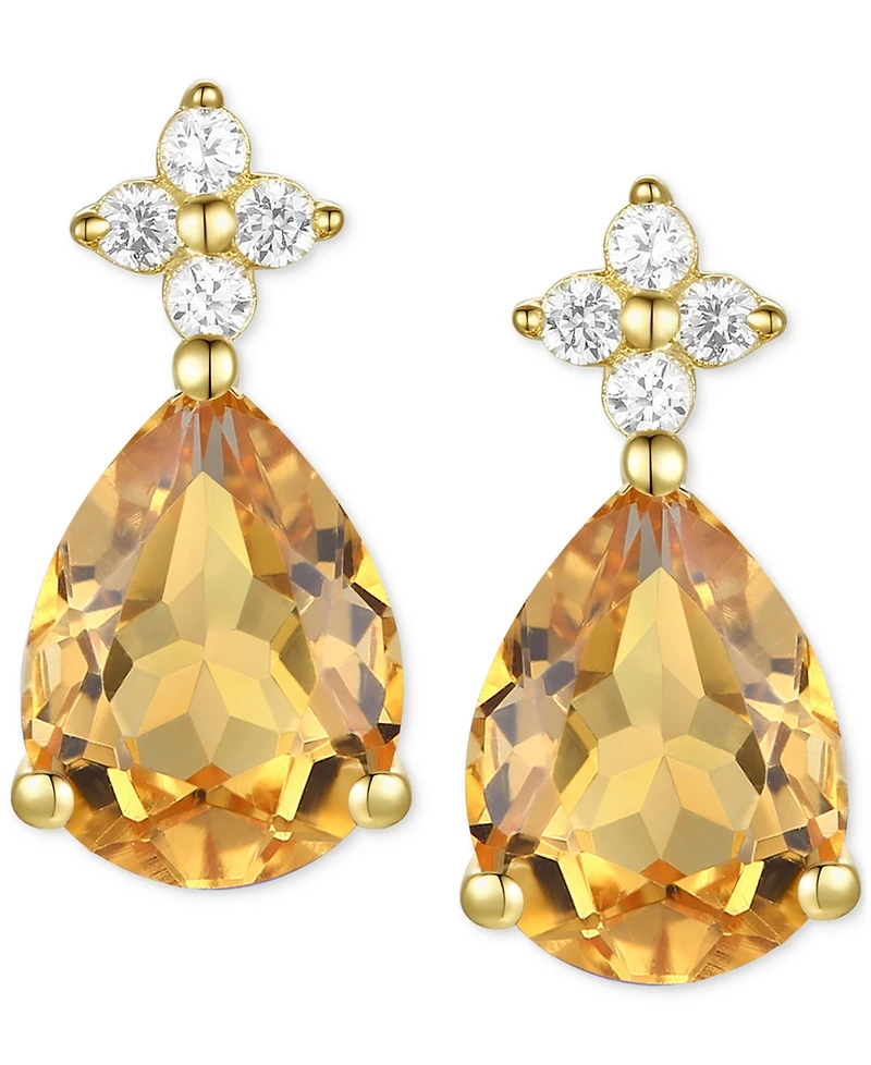 Morganite (1-3/4 ct. t.w.) & Lab-Grown White Sapphire (1/8 Pear Stud Earrings 14k Gold-Plated Sterling Silver (Also Additional Gemston