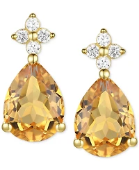 Morganite (1-3/4 ct. t.w.) & Lab-Grown White Sapphire (1/8 Pear Stud Earrings 14k Gold-Plated Sterling Silver (Also Additional Gemston