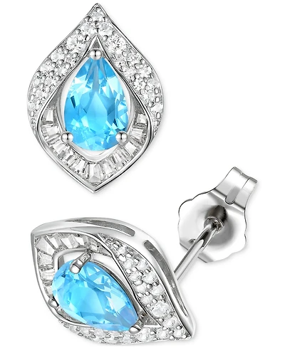Amethyst (1-7/8 ct. t.w.) & Lab-Grown White Sapphire (1/5 Pear Halo Stud Earrings Sterling Silver (Also Additional Gemstones)