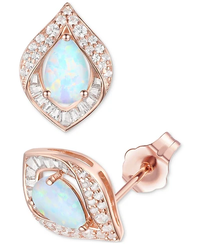 Amethyst (1-7/8 ct. t.w.) & Lab-Grown White Sapphire (1/5 Pear Halo Stud Earrings Sterling Silver (Also Additional Gemstones)