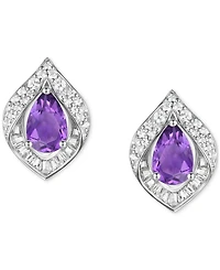 Amethyst (1-7/8 ct. t.w.) & Lab-Grown White Sapphire (1/5 Pear Halo Stud Earrings Sterling Silver (Also Additional Gemstones)