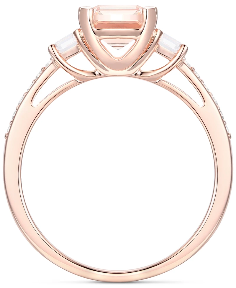 Lab-Grown Morganite (1-3/8 ct. t.w.) & White Sapphire (1/3 Three Stone Ring 14k Rose Gold-Plated Sterling Silver (Also Addit