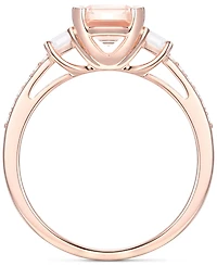 Lab-Grown Morganite (1-3/8 ct. t.w.) & White Sapphire (1/3 Three Stone Ring 14k Rose Gold-Plated Sterling Silver (Also Addit