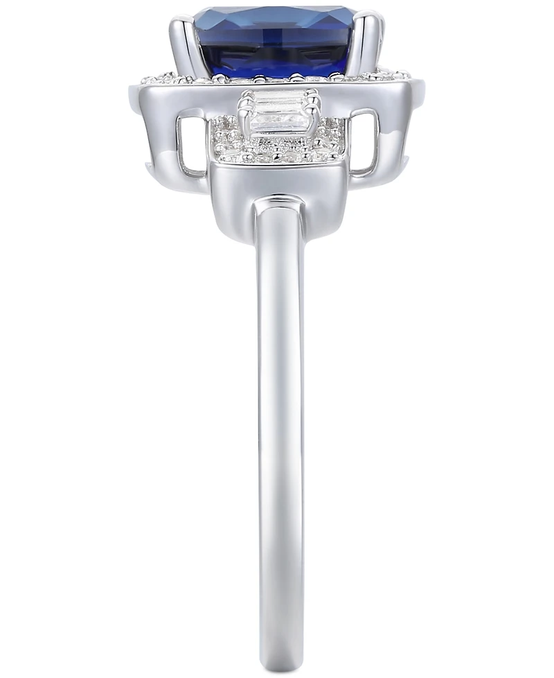 Lab-Grown Emerald (1 ct. t.w.) & White Sapphire (1/2 Halo Statement Ring 14k Gold-Plated Sterling Silver (Also Additional Ge