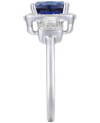 Lab-Grown Emerald (1 ct. t.w.) & White Sapphire (1/2 Halo Statement Ring 14k Gold-Plated Sterling Silver (Also Additional Ge