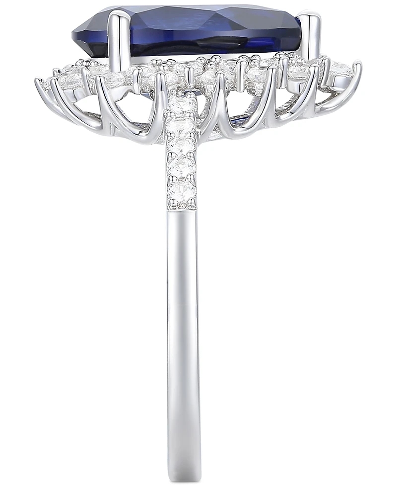 Lab-Grown Opal (7/8 ct. t.w.) & White Sapphire (5/8 Halo Ring 14k Rose Gold-Plated Sterling Silver (Also Ruby La