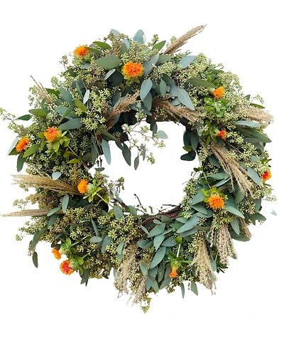 GreenishBlu Fresh Real Seeded, Safflower and Pampas Wreath