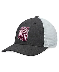 Men's Top of the World Charcoal, White Arizona State Sun Devils Townhall Trucker Snapback Hat