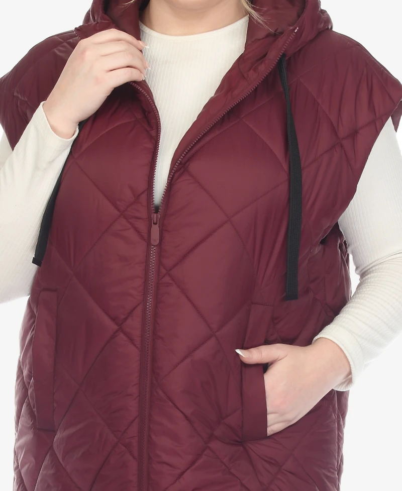 White Mark Plus Diamond Quilted Hooded Puffer Vest