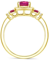 Lab-Grown Opal (3/8 ct. t.w.) & White Sapphire (1/6 Statement Ring 14k Rose Gold-Plated Sterling Silver (Also Ruby