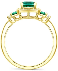 Lab-Grown Emerald (3/4 ct. t.w.) & Lab-Grown White Sapphire (1/6 ct. t.w.) Statement Ring in 14k Gold-Plated Sterling Silver