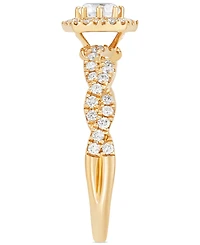 Diamond Halo Twist-Shank Engagement Ring (3/4 ct. t.w.) in 14k Gold