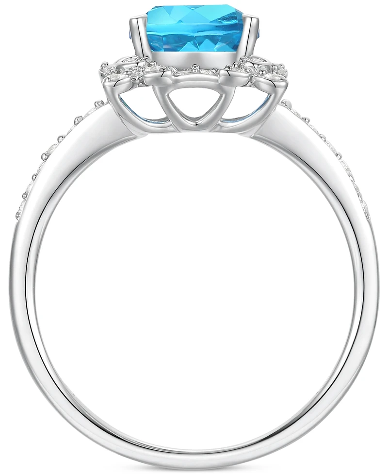 Amethyst (1-1/3 ct. t.w.) & Lab-Grown White Sapphire (1/4 Halo Ring 14k Gold-Plated Sterling Silver (Also Additional Gemstones)