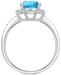 Amethyst (1-1/3 ct. t.w.) & Lab-Grown White Sapphire (1/4 Halo Ring 14k Gold-Plated Sterling Silver (Also Additional Gemstones)