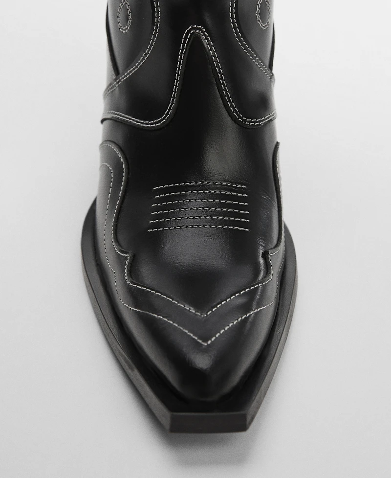 Mango Women's Cowboy Leather Ankle Boots