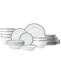 Noritake Charlotta Platinum 30-Piece Dinnerware Set, Service For 6