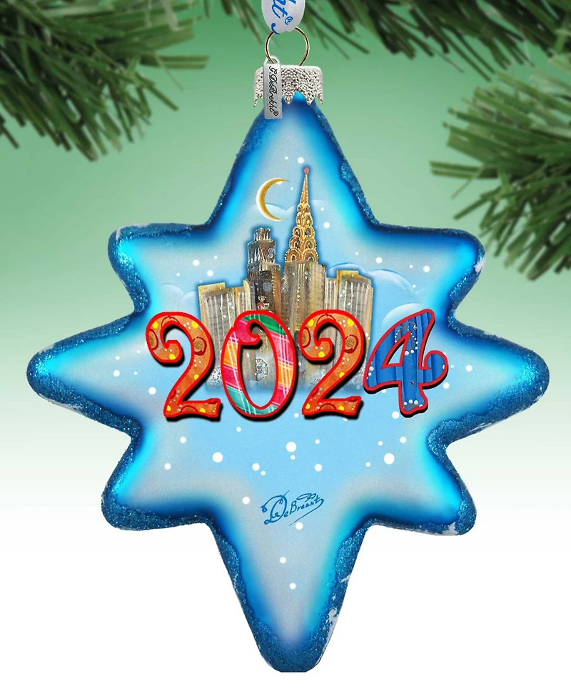 Designocracy 2024 Dated Star Christmas Mercury Glass Ornaments G. DeBrekht