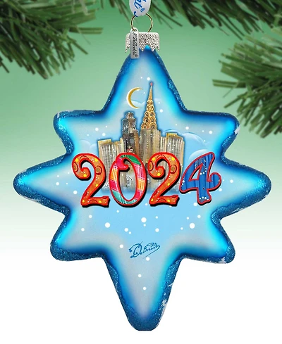 Designocracy 2024 Dated Star Christmas Mercury Glass Ornaments G. DeBrekht