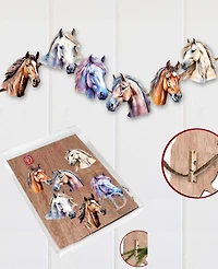 Designocracy Holiday Wooden Clip-On Ornaments Horses Set of 6 G. DeBrekht