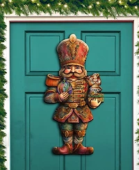 Designocracy Clara and Nutcracker Prince Christmas Door Hanger Wooden Door Decor G. DeBrekht