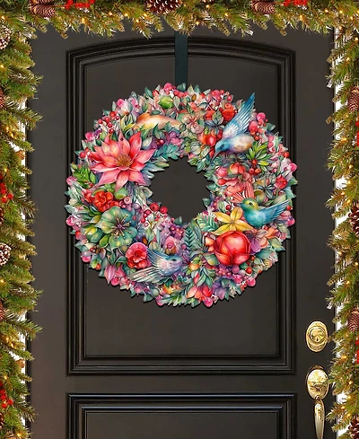 Designocracy Holiday Wooden Door Decor Wall Decor Summer Blooms Wreath G. DeBrekht