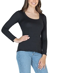 24seven Comfort Apparel Women's Long Sleeve Scoop Neck Top